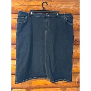 Jessica London Denim Pencil Skirt Dark Wash Stretch Plus Size 22 32-0933-5